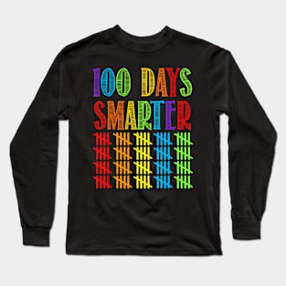 100 Days Smarter Kindergarten Teacher 100Th Day Of School Long Sleeve T-Shirt